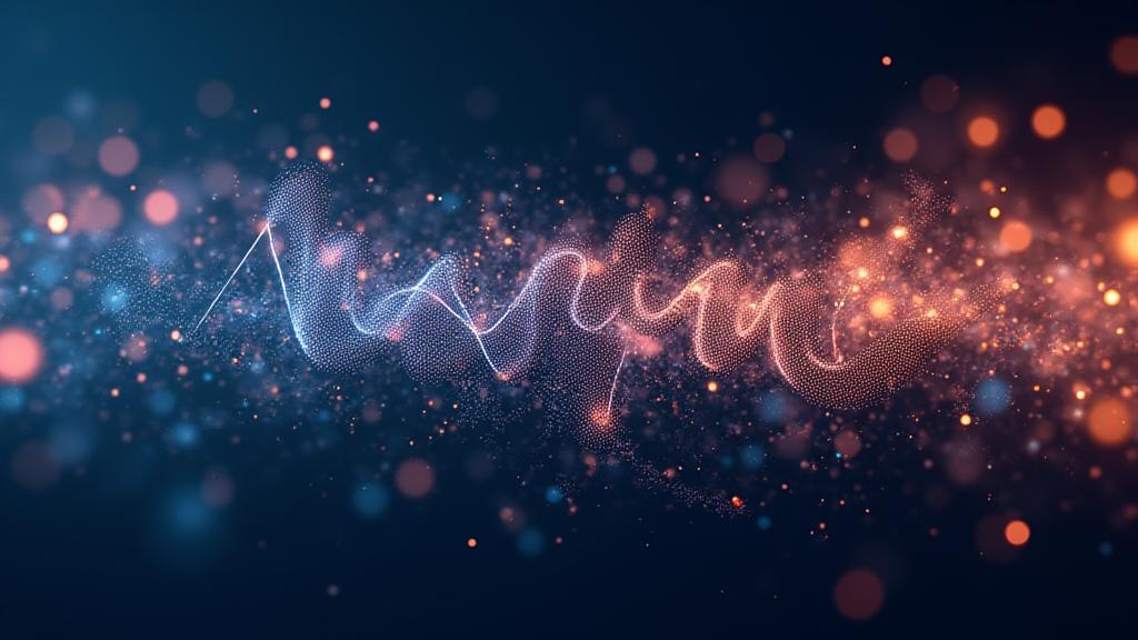 Abstract digital calligraphy blending with blockchain ledger visualization, representing Penned Pylon's services